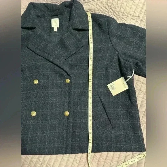 Lauren Conrad Women’s 3X coat. Fall, classic style, navy blue, plaid. - Picture 12 of 12